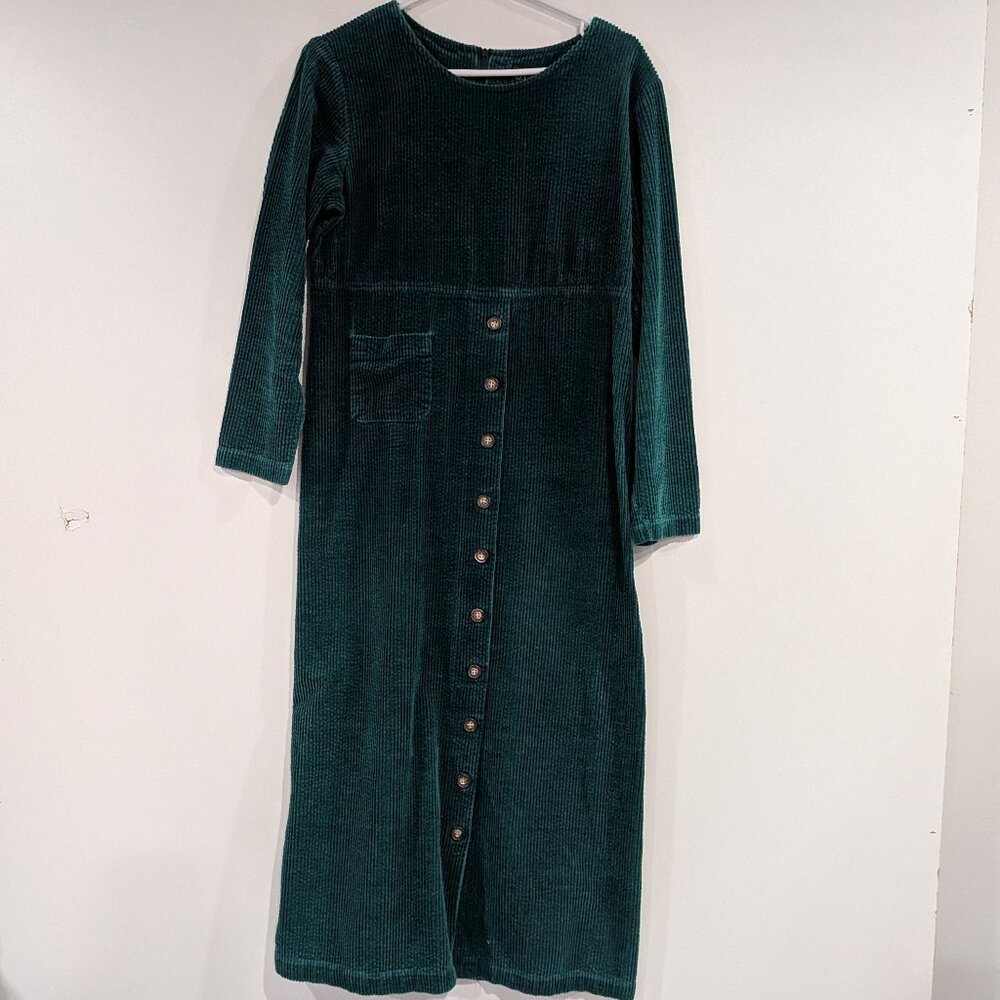 J.G. Hook Button Down Wide Wale Corduroy Dress Forest Green VINTAGE Size 8